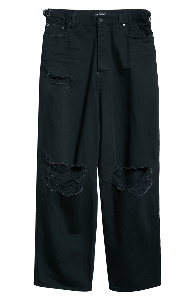 Balenciaga Destroyed Ripped Straight Leg Jeans, Alternate, color,