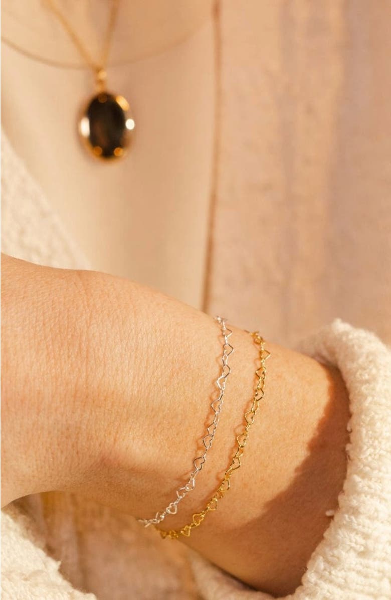 MADE BY MARY Heart Chain Bracelet, Alternate, color, Gold Filled