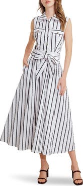 FREEMARKET Stripe Sleeveless Midi Shirtdress