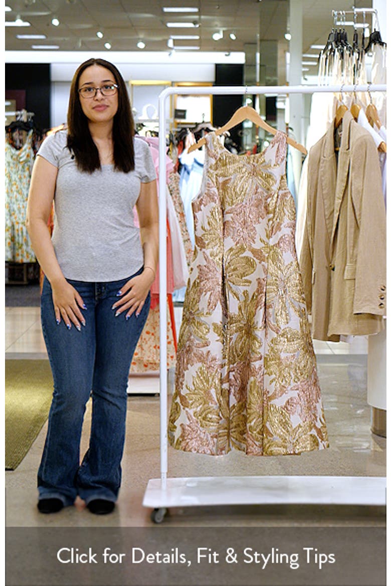 Metallic Floral Jacquard Fit & Flare Cocktail Dress video