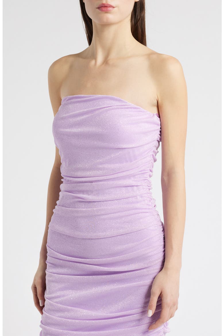 Glitter Strapless Ruched Dress, Alternate, color, LILAC