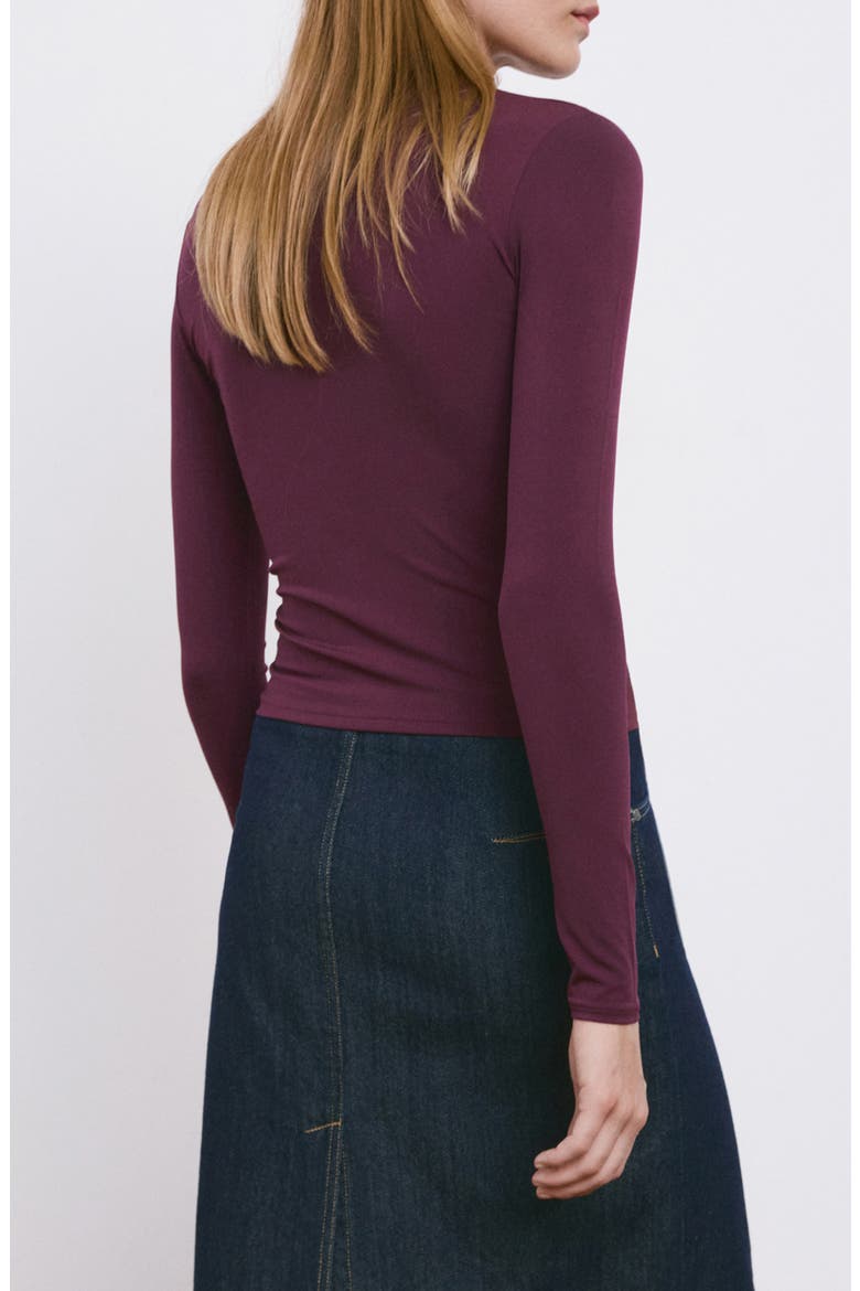Funnel Neck Long Sleeve T-Shirt, Alternate, color, BURGUNDY
