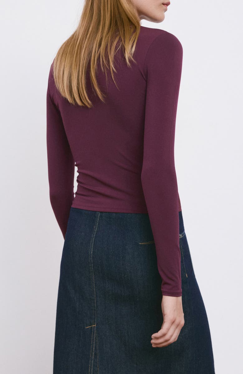 MANGO Funnel Neck Long Sleeve T-Shirt, Alternate, color, Burgundy