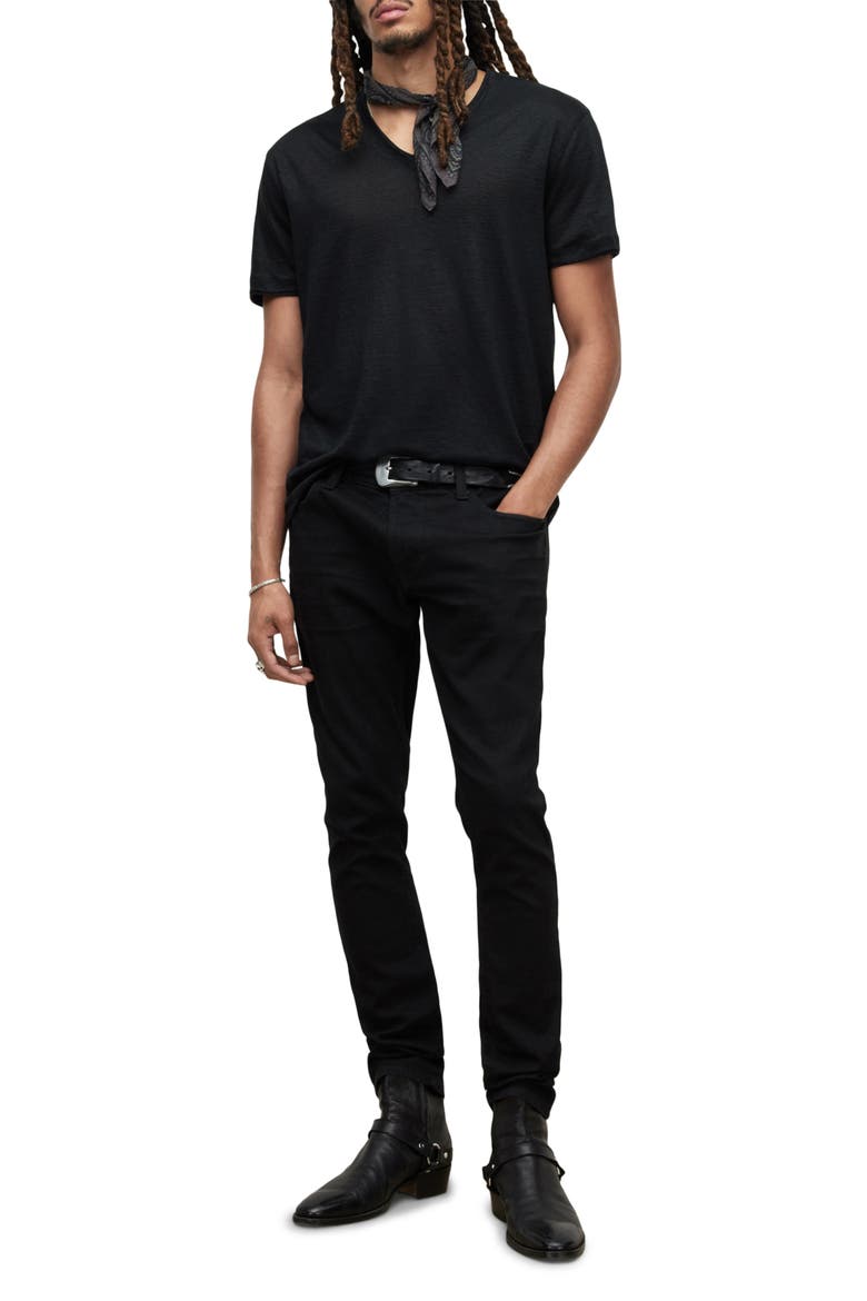 Wooster Slim Fit Linen T-Shirt, Alternate, color, BLACK