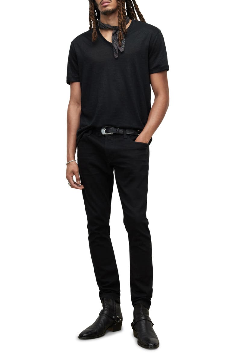 John Varvatos Wooster Slim Fit Linen T-Shirt, Alternate, color, Black