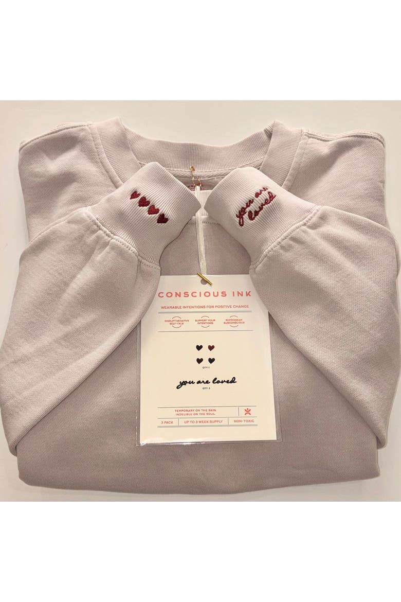 You Are Loved/Hearts Sweatshirt + Manifestation Kit, Main, color, Bone