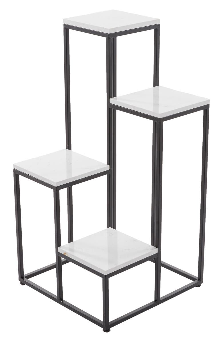 GINGER BIRCH STUDIO White Marble 4-Tier Plant Stand, Main, color,