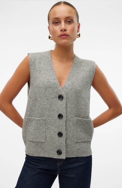 Vero Moda Clio V-neck Button Front Vest In Gray