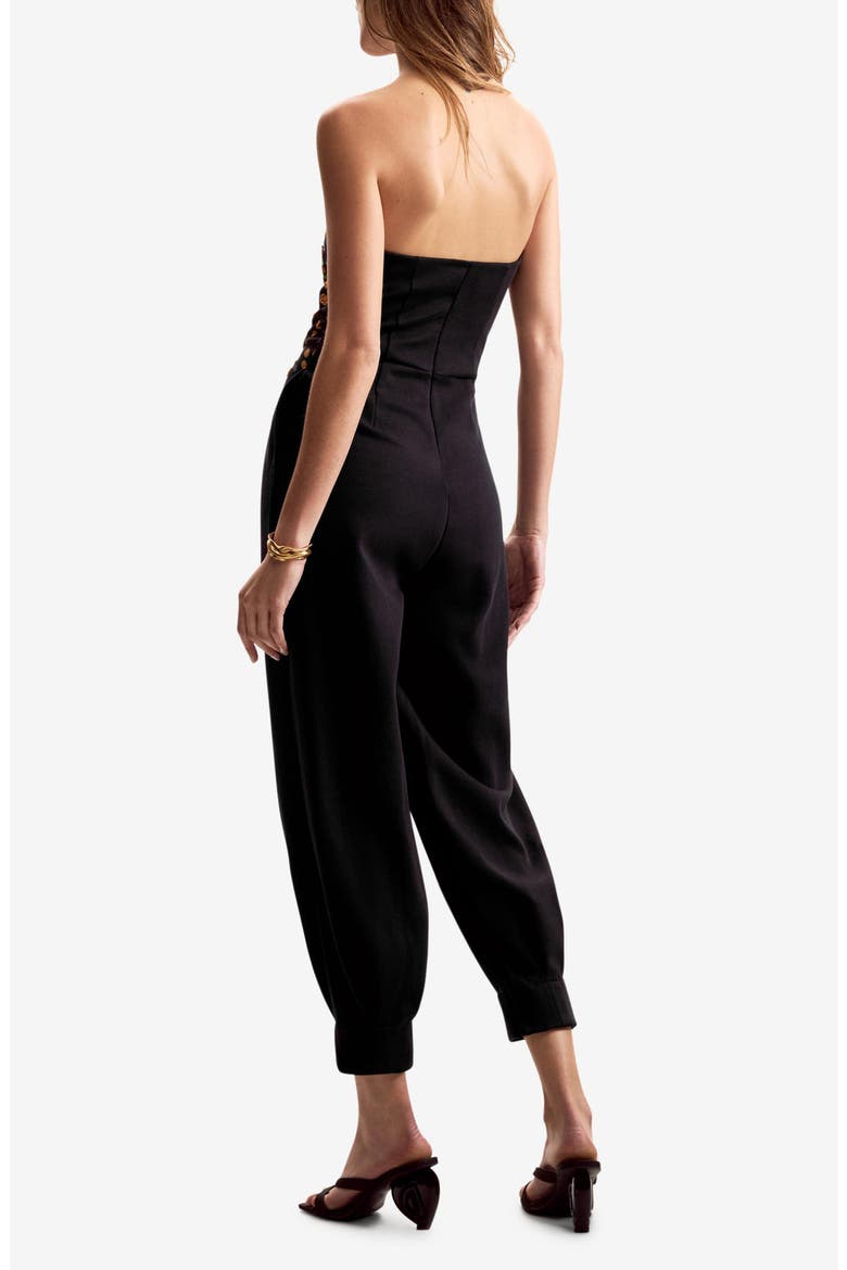 Mixed Media Strapless Jumpsuit, Alternate, color, BLACK