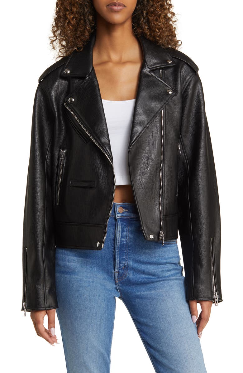 BLANKNYC Faux Leather Moto Jacket, Main, color,