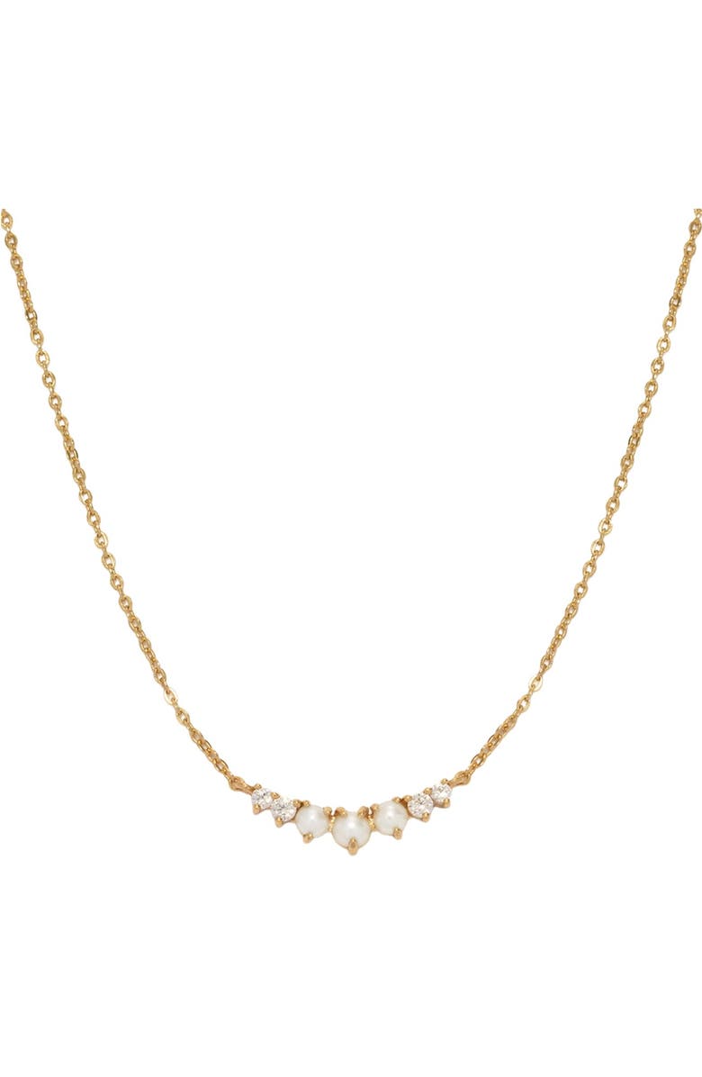 MADE BY MARY Crescent Pearl Necklace, Main, color, Gold Vermeil