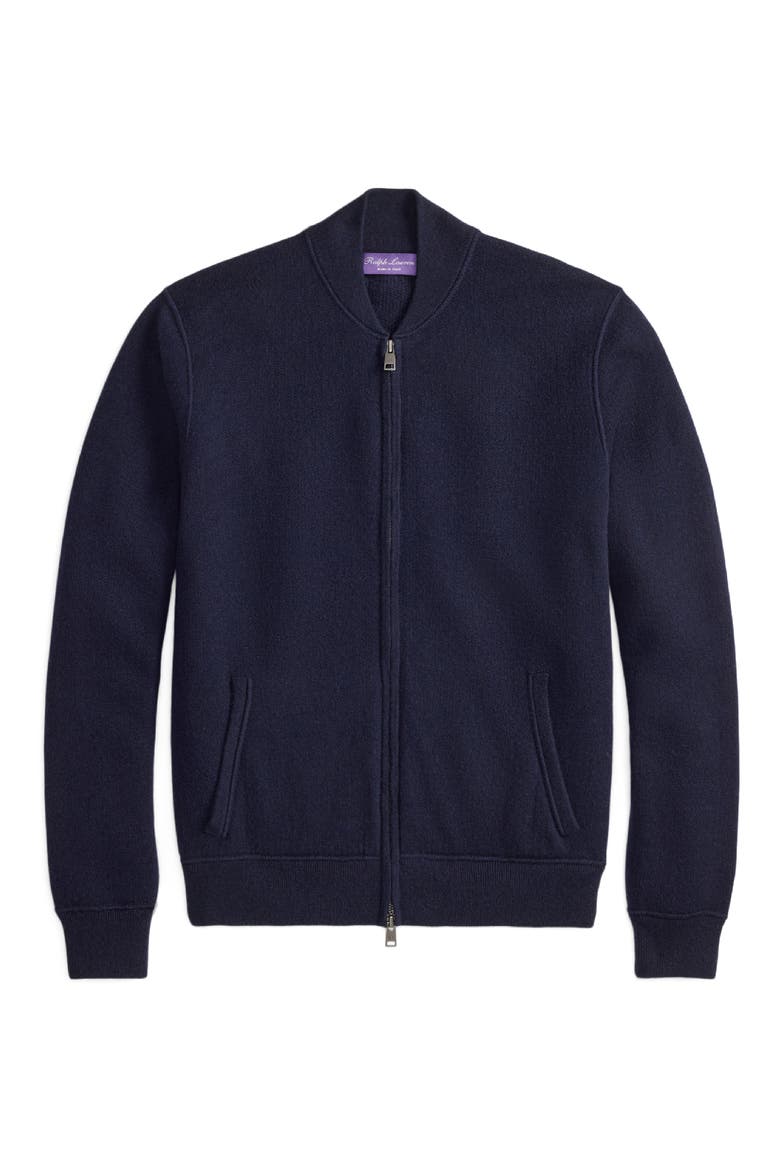 Cashmere French Terry Zip Cardigan, Alternate, color, DARK NAVY