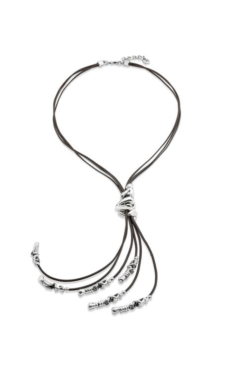 Sterling silver-plated leather necklace