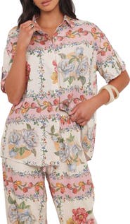 Petal & Pup Cascais Rose Tile Button-Up Shirt