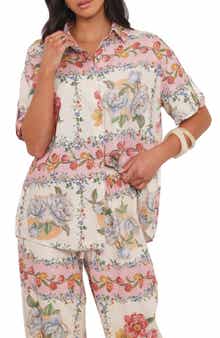 Cascais Rose Tile Button-Up Shirt