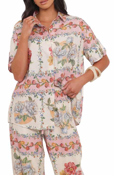 Cascais Rose Tile Button-Up Shirt