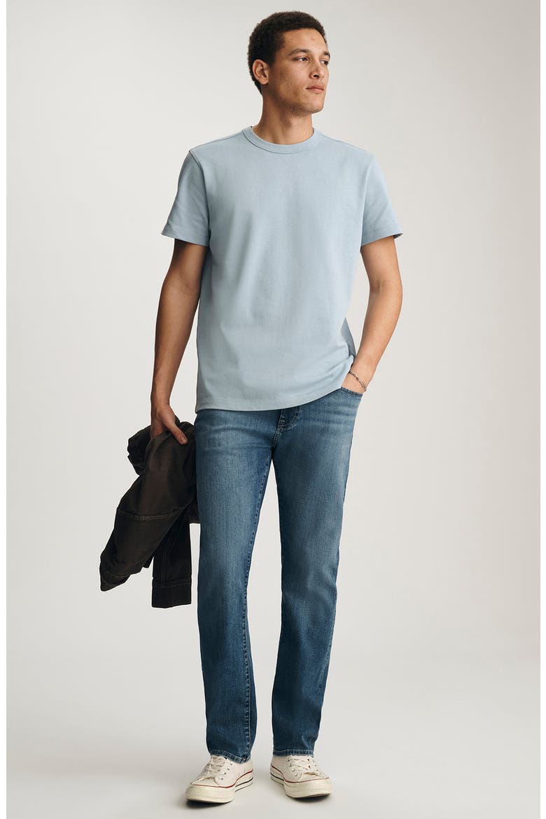 Dusty Blue Cotton Crewneck T-Shirt, Alternate, color, DUSTY BLUE
