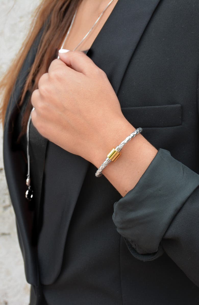 Liza Schwartz Stainless Steel & Leather Bracelet, Alternate, color, 