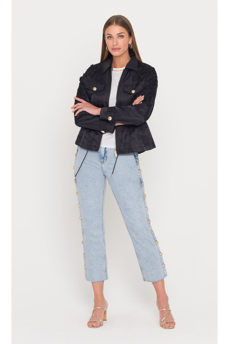 Janice Lace Combo Parka, Alternate, color, Black