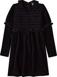 MiniMoi Velour Smocked Below-Knee Long Midi Dress