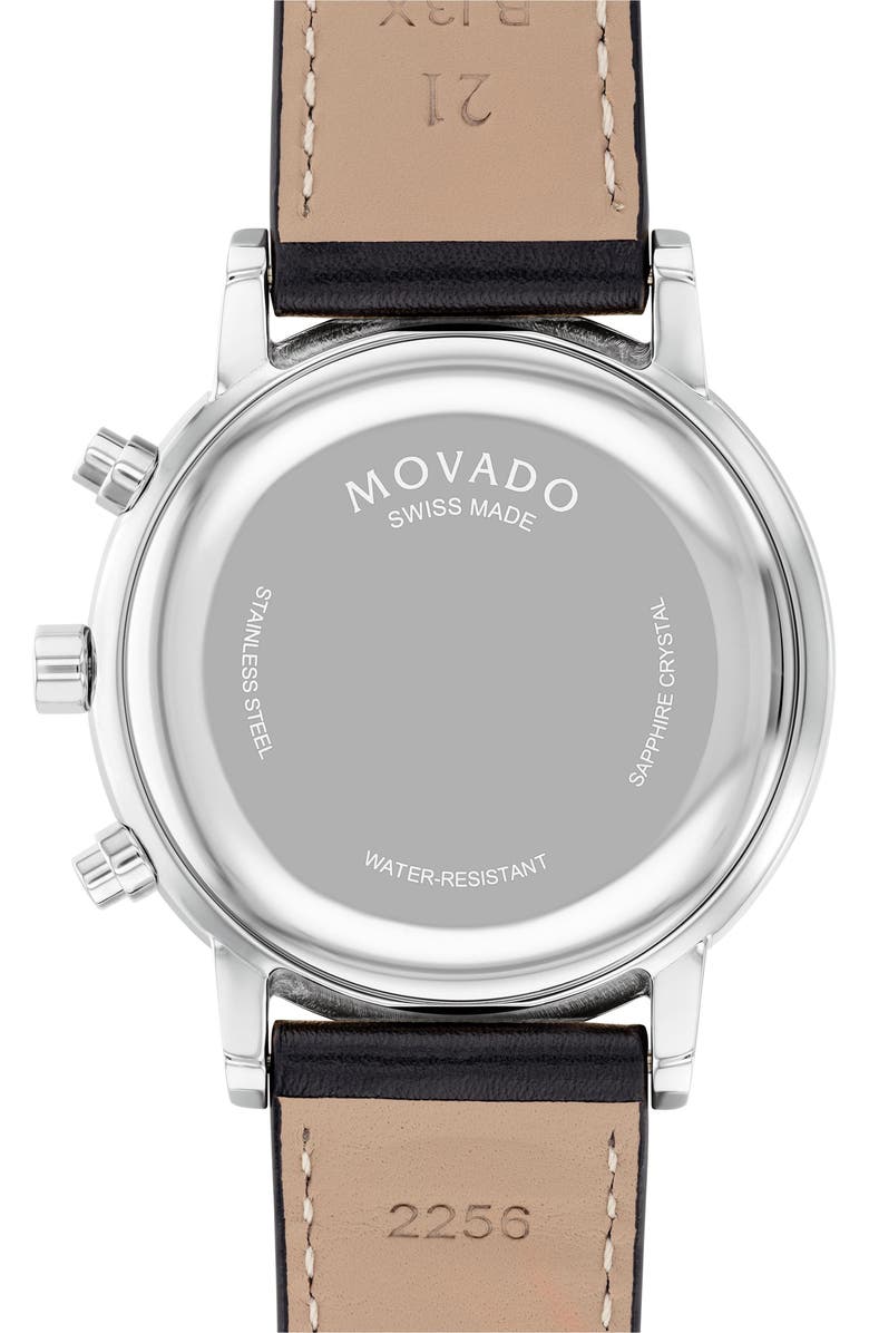 Movado Museum Classic Leather Strap Watch, Alternate, color, Black Dial