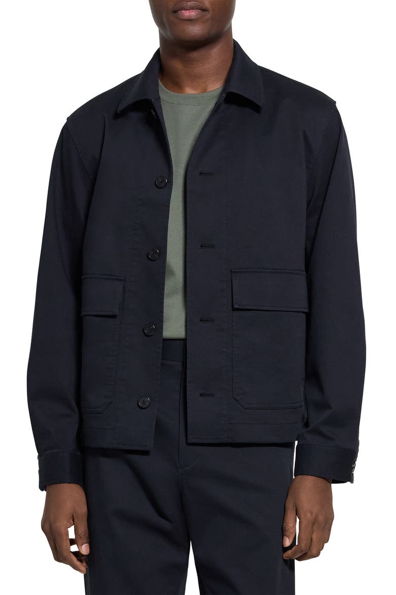 Moonsoft Cotton Twill Button-Up Shirt Jacket, Main, color, BALTIC