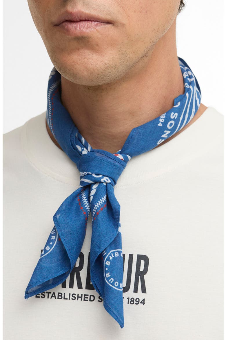 Heritage Print Cotton Bandana Scarf, Main, color, SAILBOAT BLUE