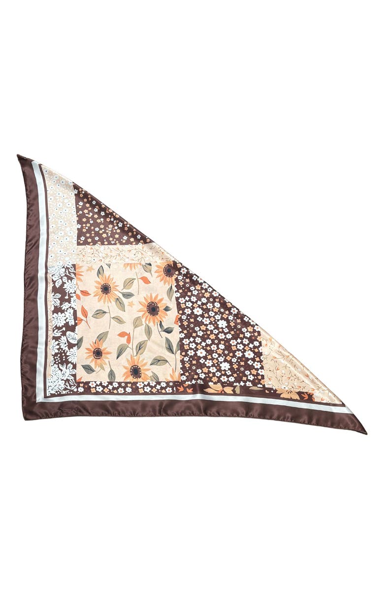 MARCUS ADLER Floral Satin Scarf, Alternate, color, Brown