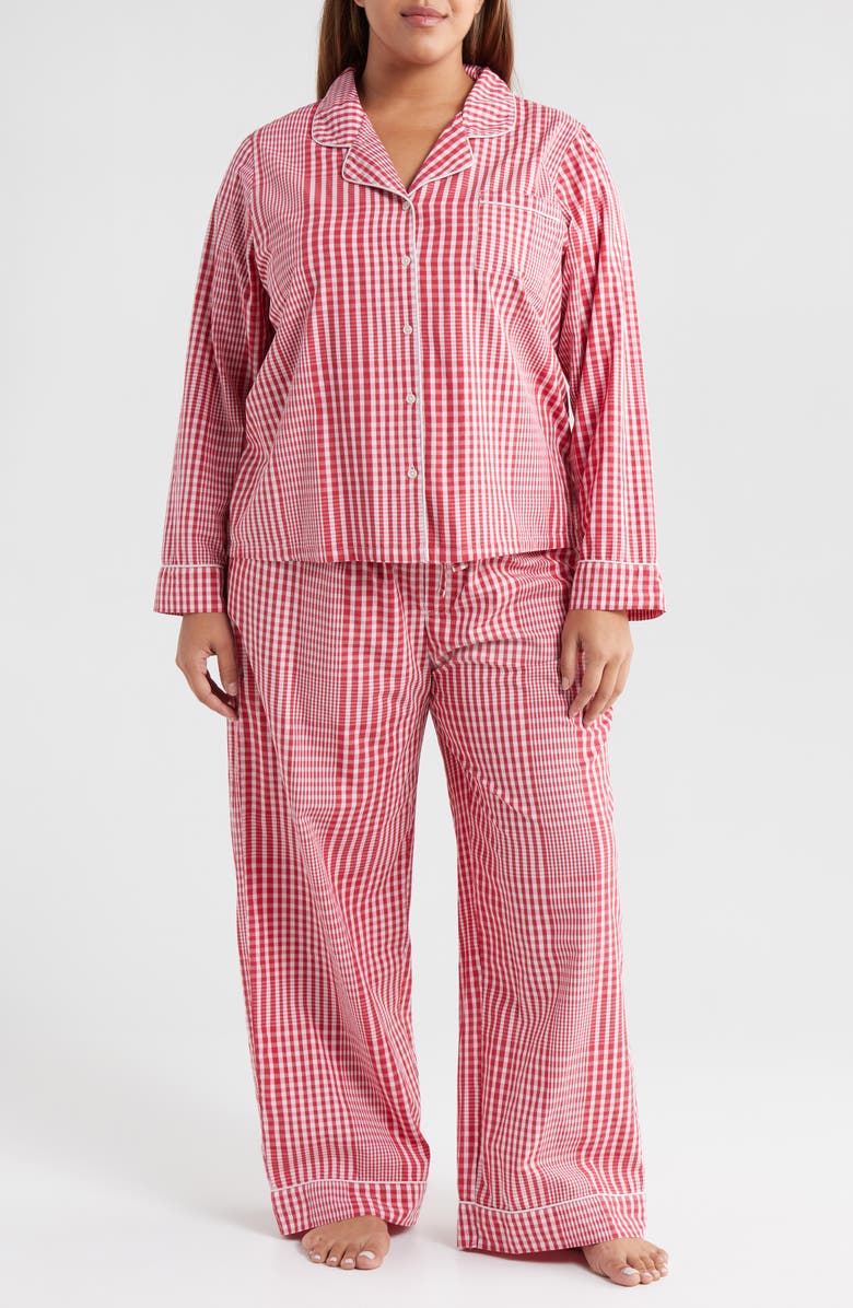Nordstrom Classic Cotton Pajamas, Main, color, Red- Pink Gradient Plaid