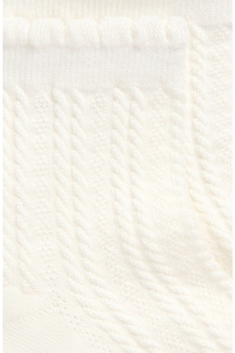 Scallop Cuff Cotton Blend Pointelle Quarter Socks, Alternate, color, IVORY