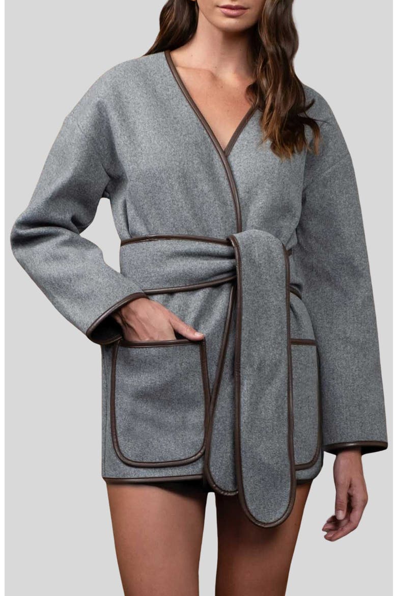 Belted Coat, Main, color, HEATHER GREY