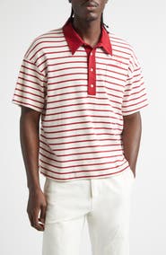 STOCKHOLM SURFBOARD CLUB Stripe Organic Cotton Pocket Polo