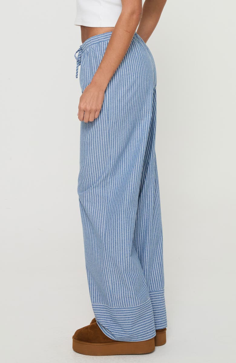 Princess Polly Veridian Stripe Cotton Blend Pants, Alternate, color, Blue