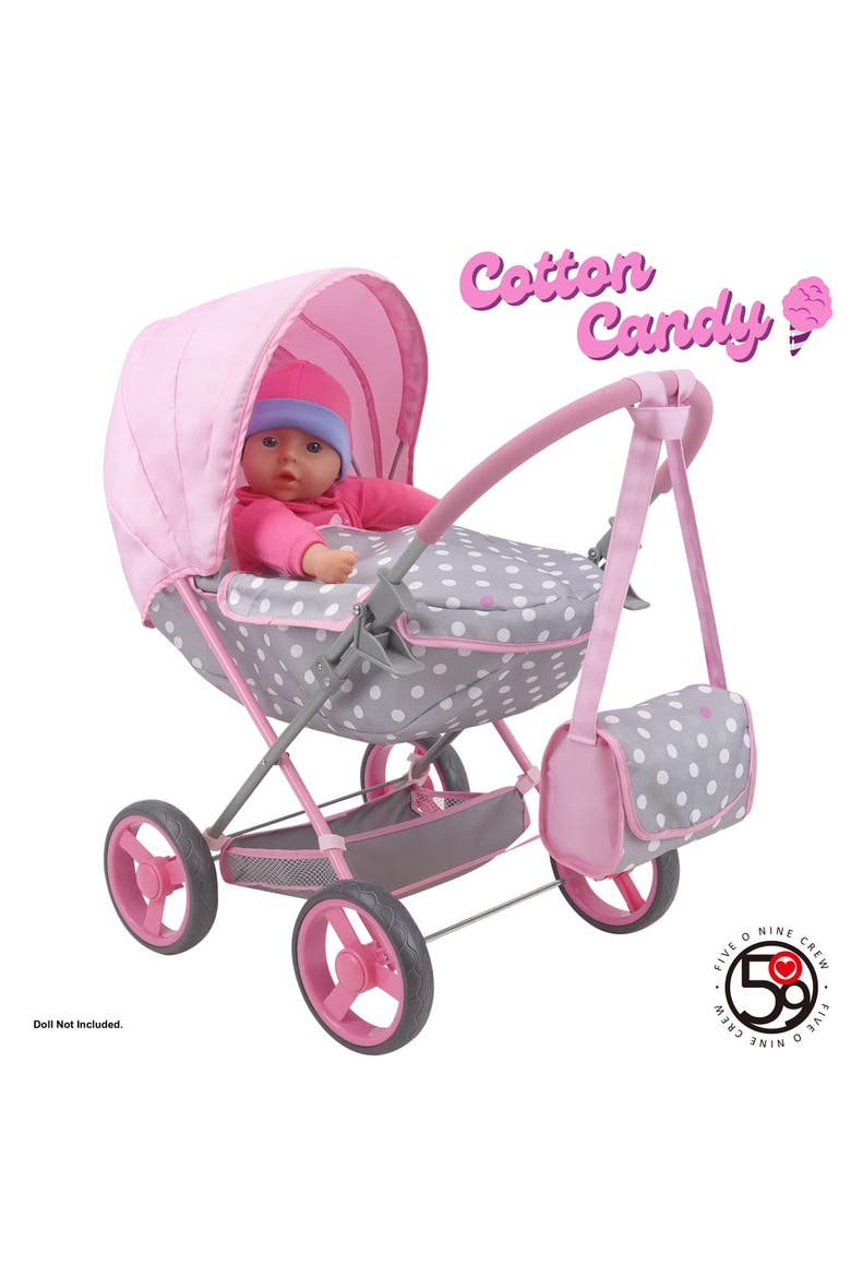 Cotton Candy Pink Doll Deluxe Pram, 18'', Alternate, color, Multicolored