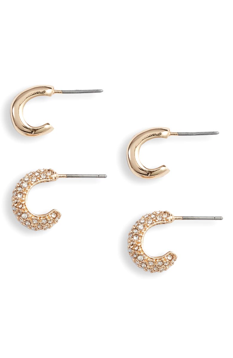 Something Navy Set of 2 Huggie Hoop Earrings, Main, color, 