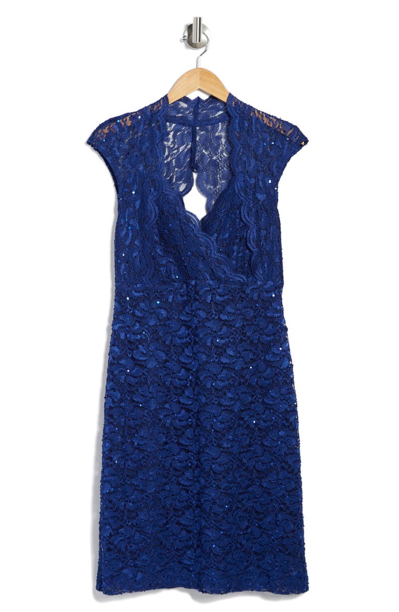 Connected Apparel Stretch Lace Dress with Open Back, Alternate, color,