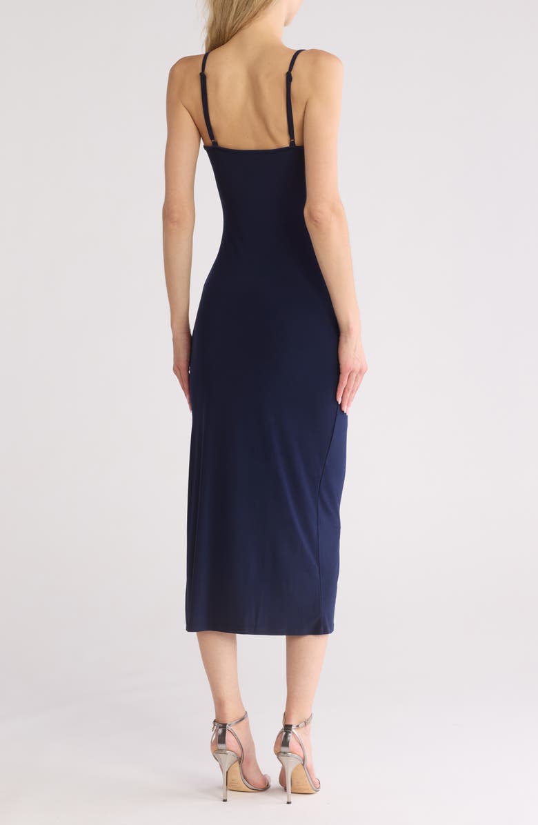 bebe Scoop Neck Midi Dress, Alternate, color, Navy