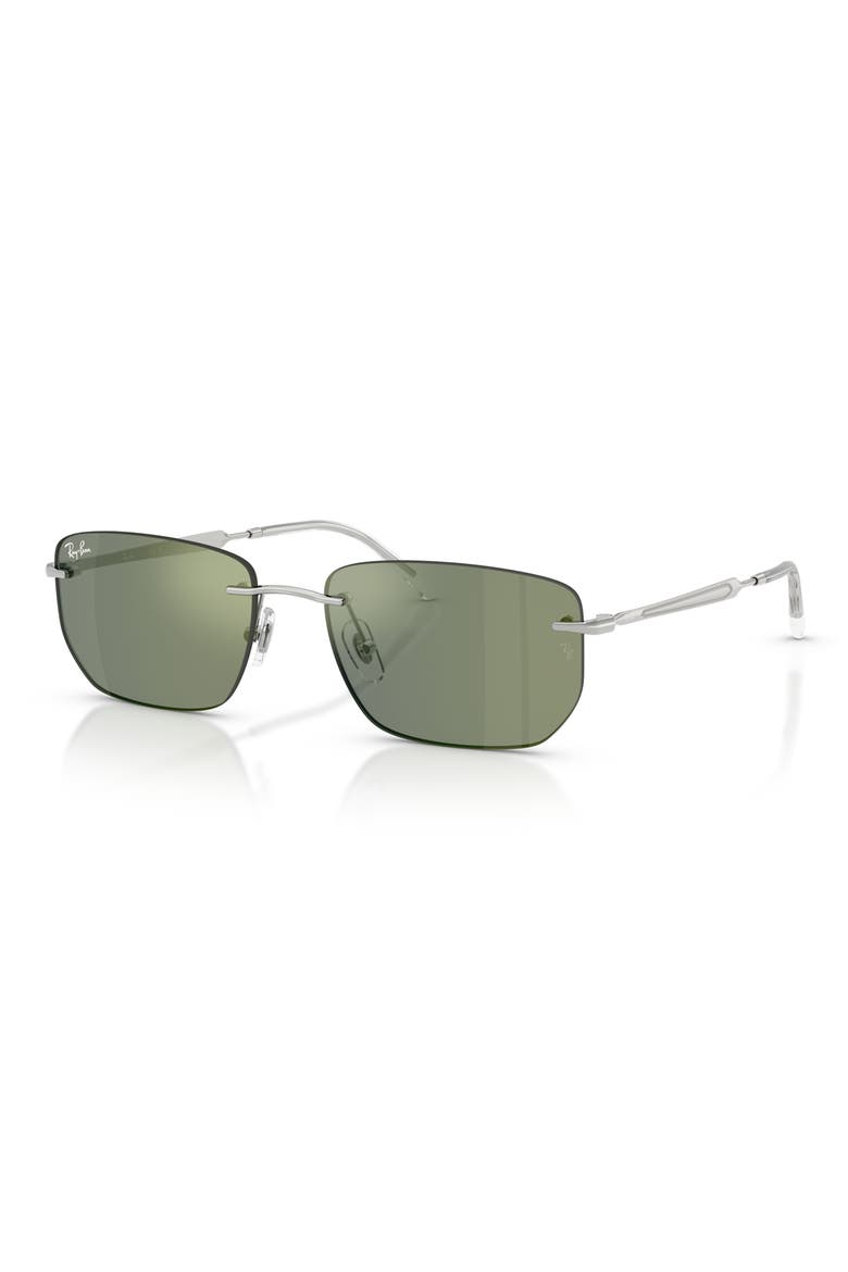 56mm Rimless Irregular Sunglasses, Alternate, color, SILVER