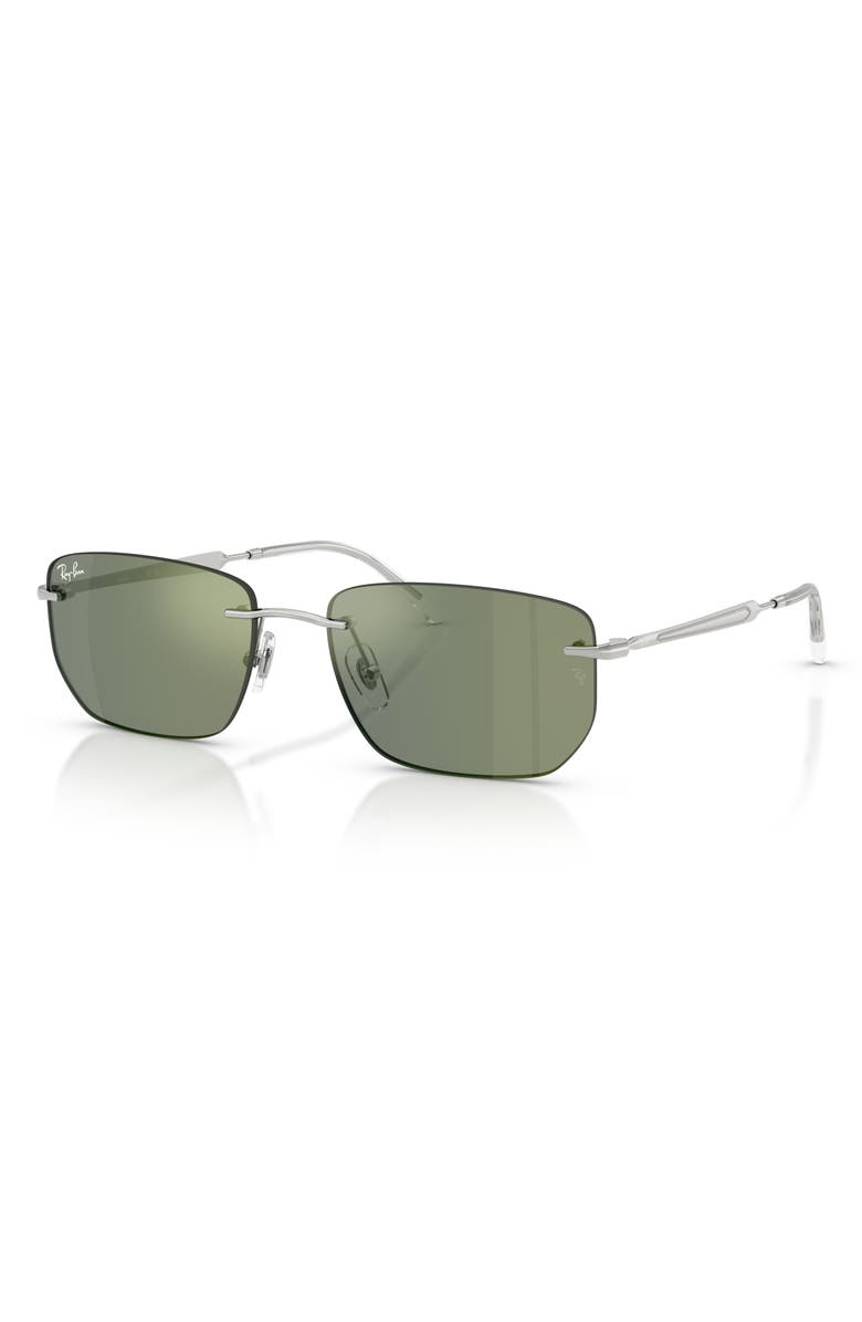 Ray-Ban 56mm Rimless Irregular Sunglasses, Alternate, color, Silver