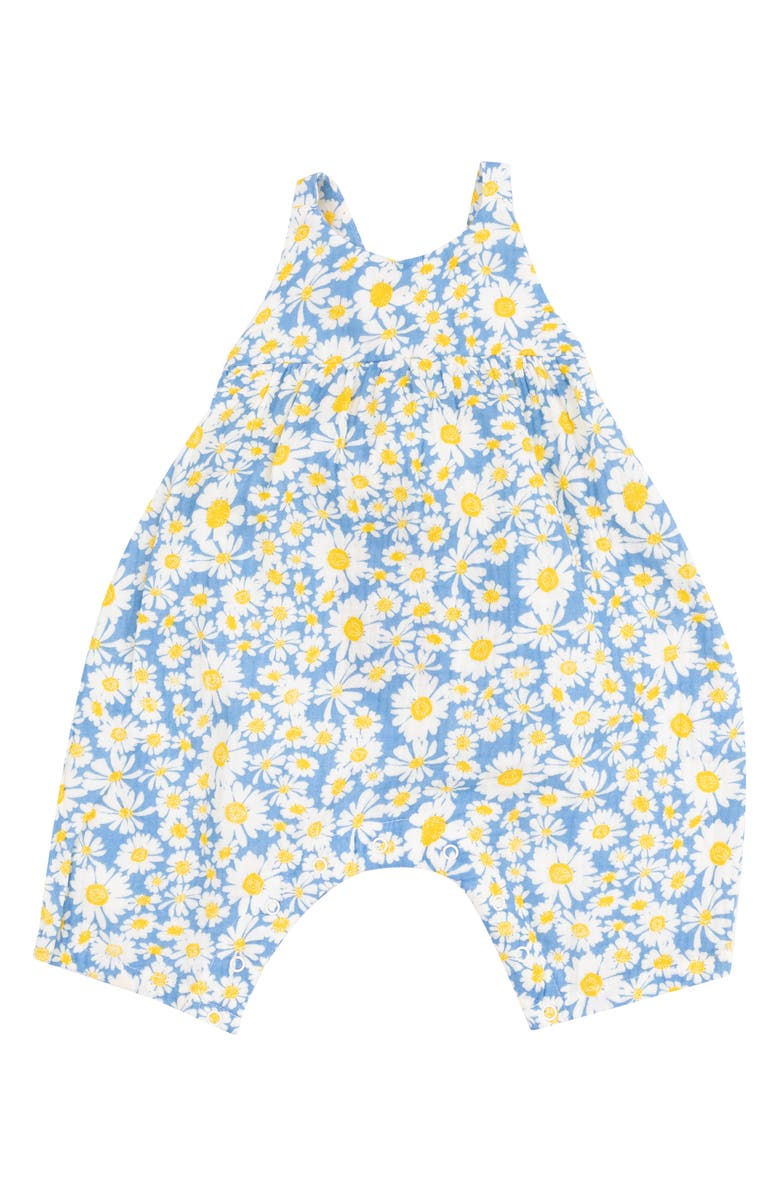 Angel Dear Tie Back Organic Cotton Romper, Main, color, Blue