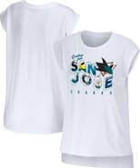 WEAR by Erin Andrews Women's WEAR by Erin Andrews White San Jose Sharks Greetings From Muscle T-Shirt