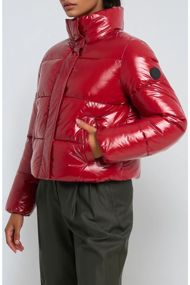 Coco Crop Water Resistant Puffer Jacket, Alternate, color, SCARLET