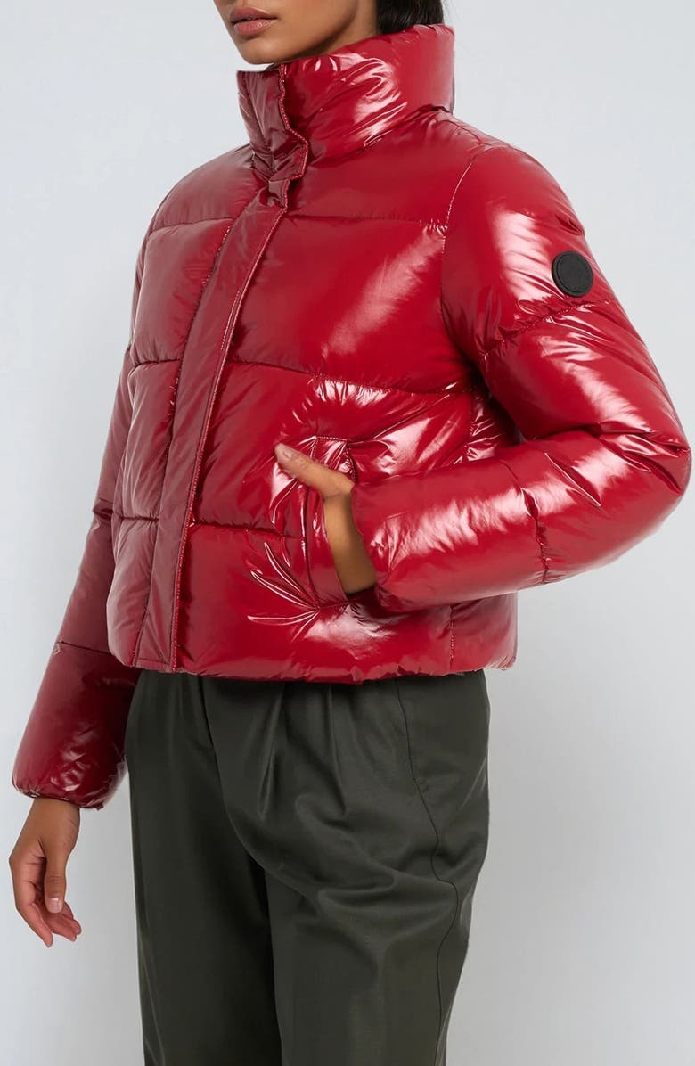 Noize Coco Crop Water Resistant Puffer Jacket, Alternate, color, Scarlet
