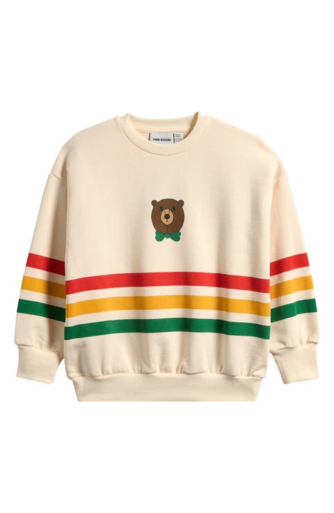 Kids' Bear Stripe Organic Cotton Crewneck Sweatshirt (Toddler, Little Kid & Big Kid)