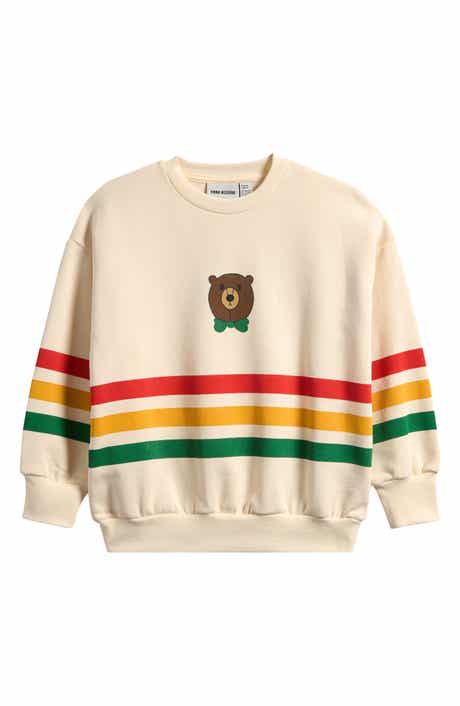 Mini Rodini Kids' Bear Stripe Organic Cotton Crewneck Sweatshirt