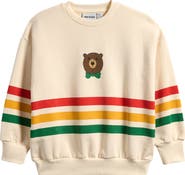Mini Rodini Kids' Bear Stripe Organic Cotton Crewneck Sweatshirt