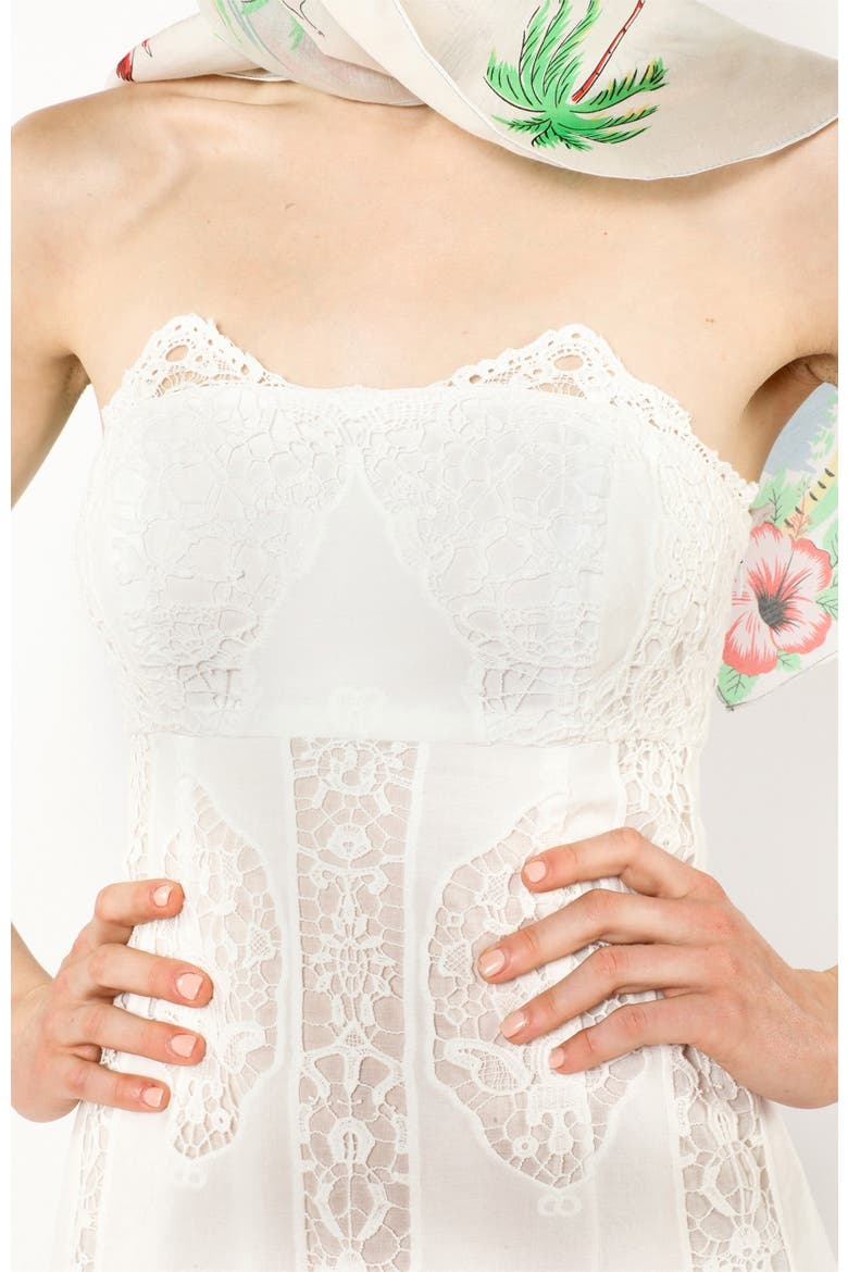 Applique Lace Combo Strapless Dress, Alternate, color, WHITE