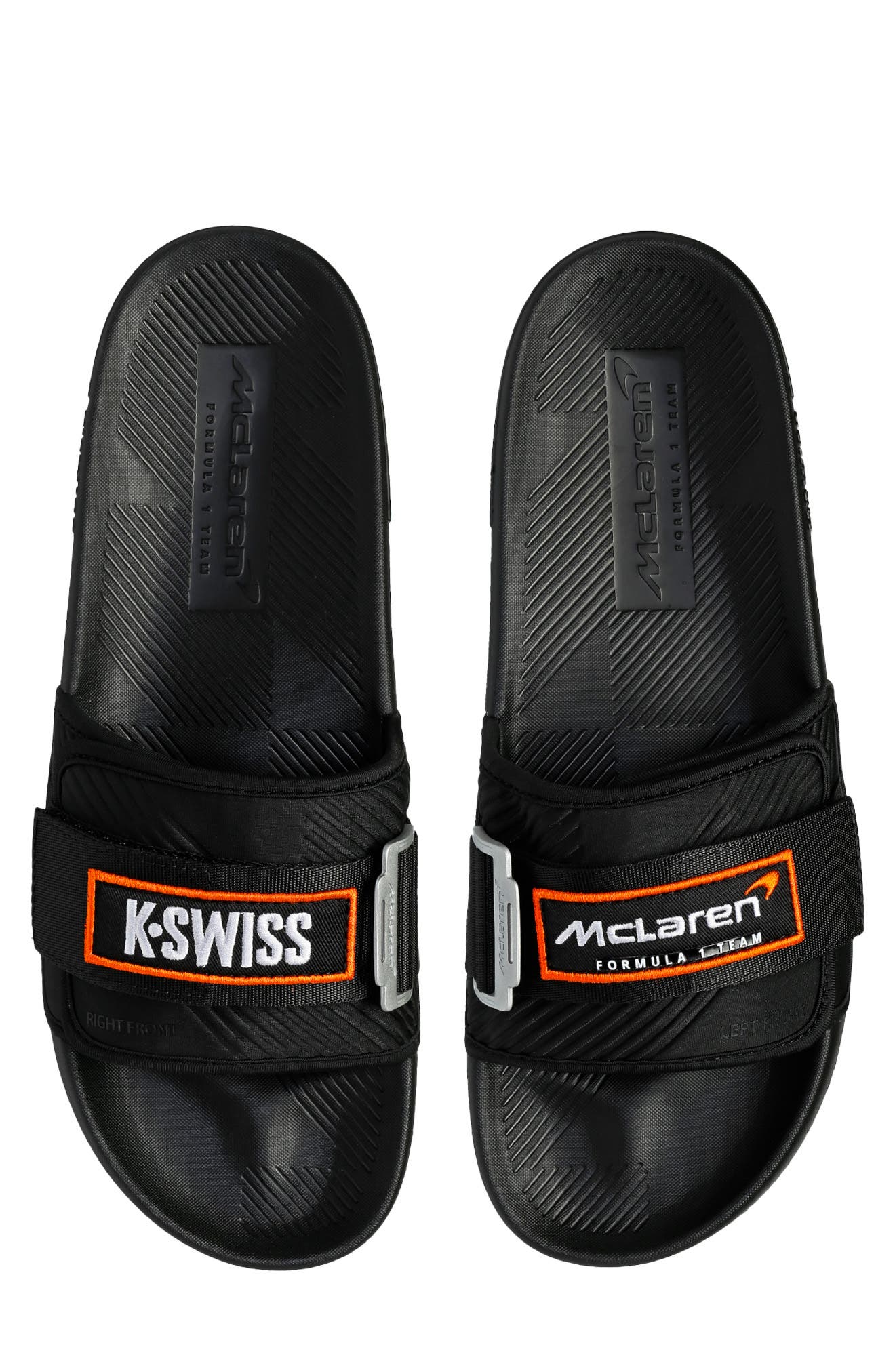 K-Swiss x McLaren Slide Sandal, Alternate, color, Black/ Papaya