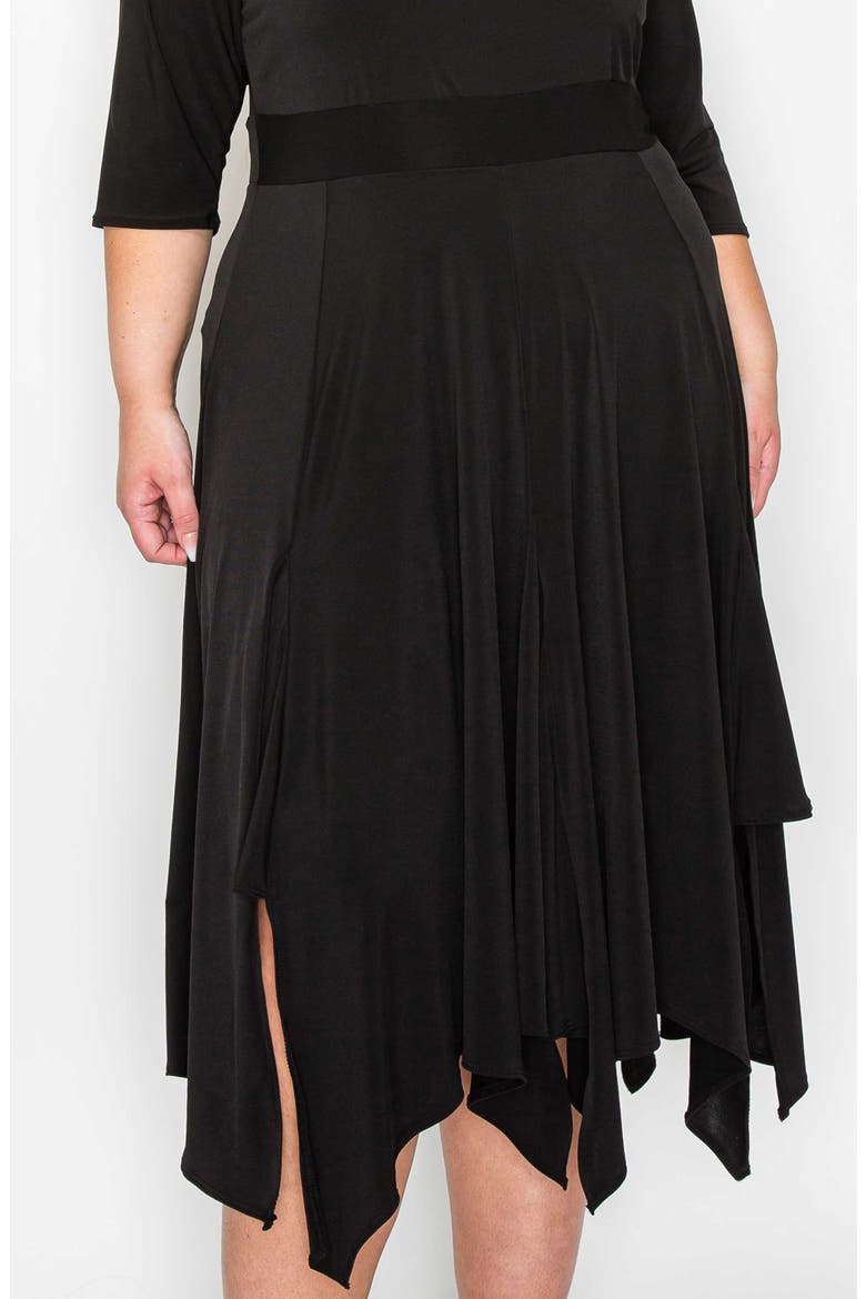 Shay Handkerchief Hem Midi Dress, Alternate, color, BLACK