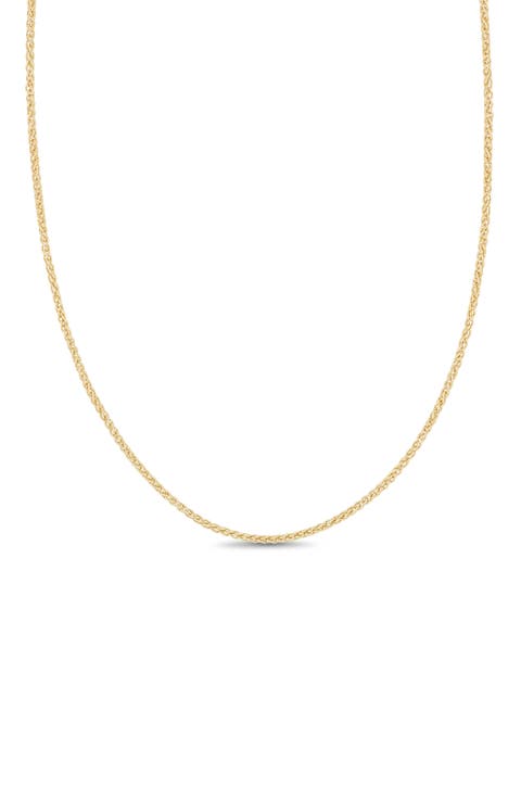 14K Gold Wheat Chain Necklace